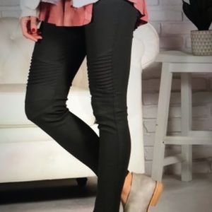 Charcoal pocket moto jeggings